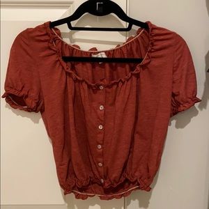 Cute button down off the shoulder crop top